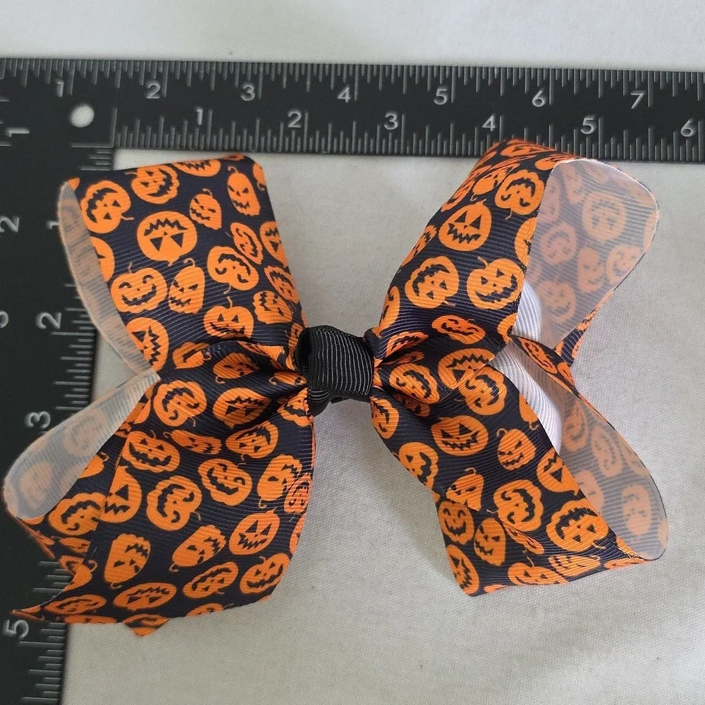 Set Of 3 Halloween Ribbon Hair Bows